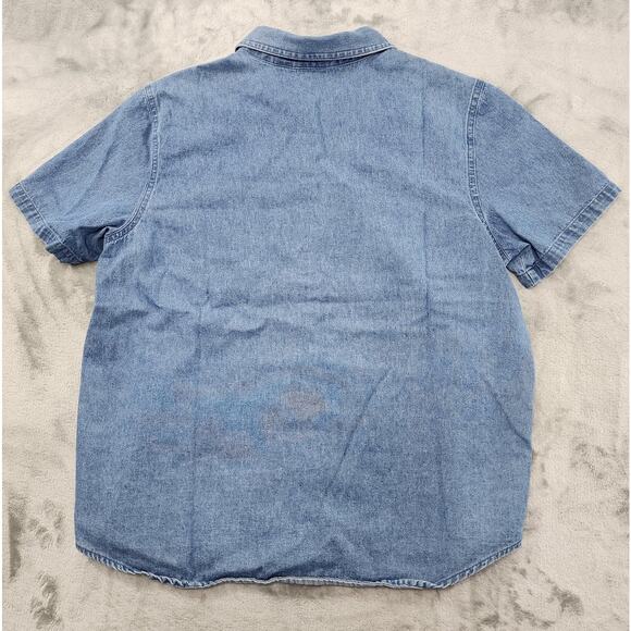 Vintage 90s Cabin Creek Denim Button Up Shirt Size L Blue Embroidered Animals - Picture 4 of 12